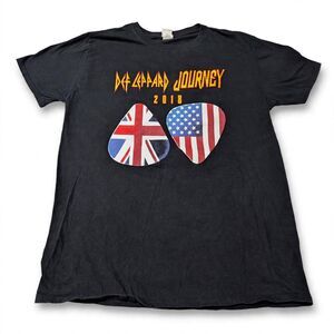 Def Leppard Journey 2018 Tour T Shirt Mens L Black Concert Band Graphic Tee